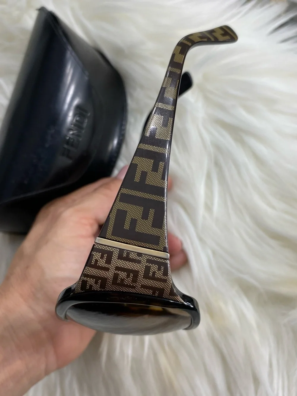 Fendi Tortoiseshell Square Sunglasses with Brown Lenses